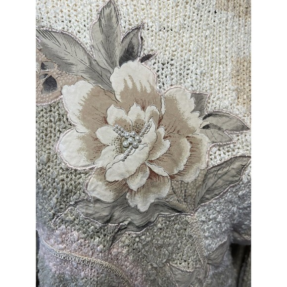 JJ Fargo Womens Vintage Sweater S/M Pink Pastels Pearls Hand Knitted Granny Core - Picture 2 of 11